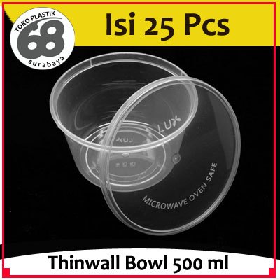 Thinwall 500 ML Bowl Bulat Merk LUX Isi 25 Pcs