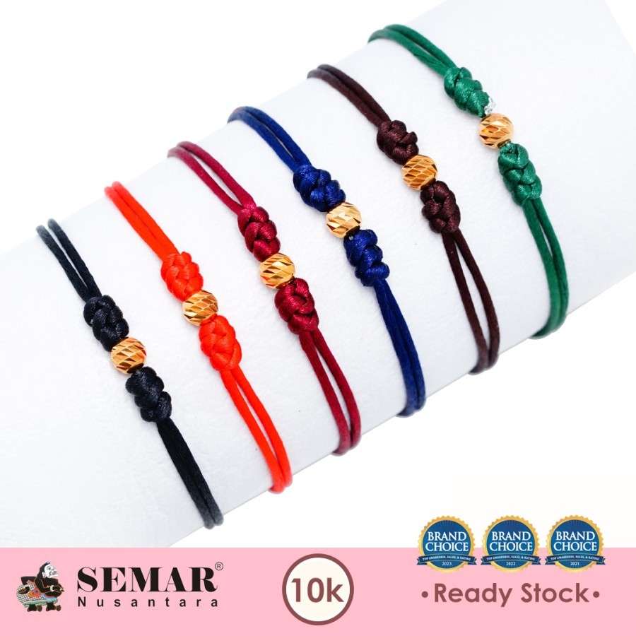 Gelang Tali Emas Bola Mrican Gold 10K Semar Nusantara - Hitam