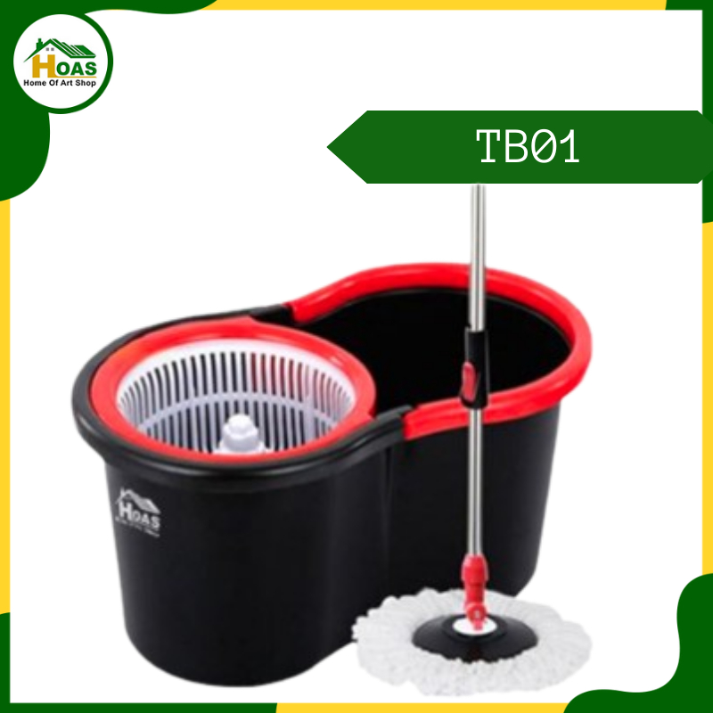 Hoas Spin Mop 360 Rotate Alat Pel Pembersih Lantai Super Rotary Pelan Praktis Alat Pel Putar + Ember