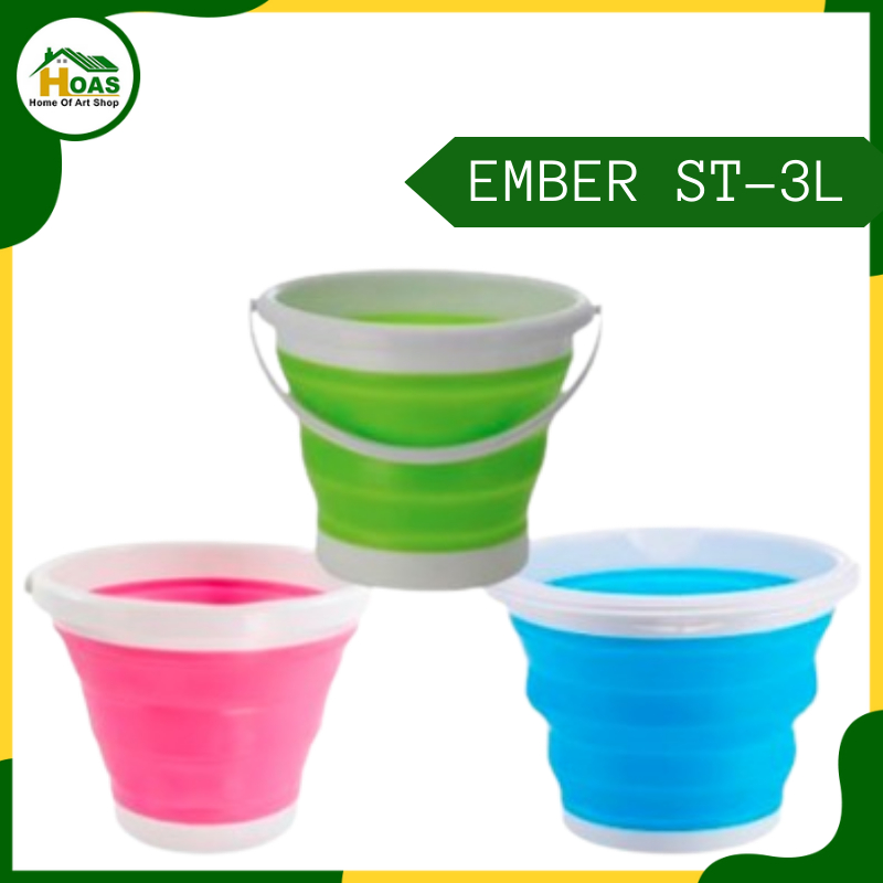 Hoas ember Lipat Portable 3L  Water Bucket Foldable Collapsible Baskom Multifungsi ST