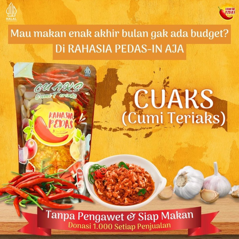 

ART J75H Rahasia Pedas Sambal Sambel Cumi Teriaks Cuaks Asin Lauk Makan Pedas Enak Halal Original Pouch 25gr