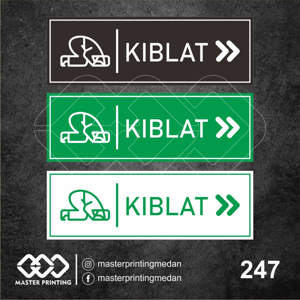 

247 - Stiker Arah Kiblat, Sticker Vinyl, Premium, Tahan Air, Termurah, dan Bisa Custom