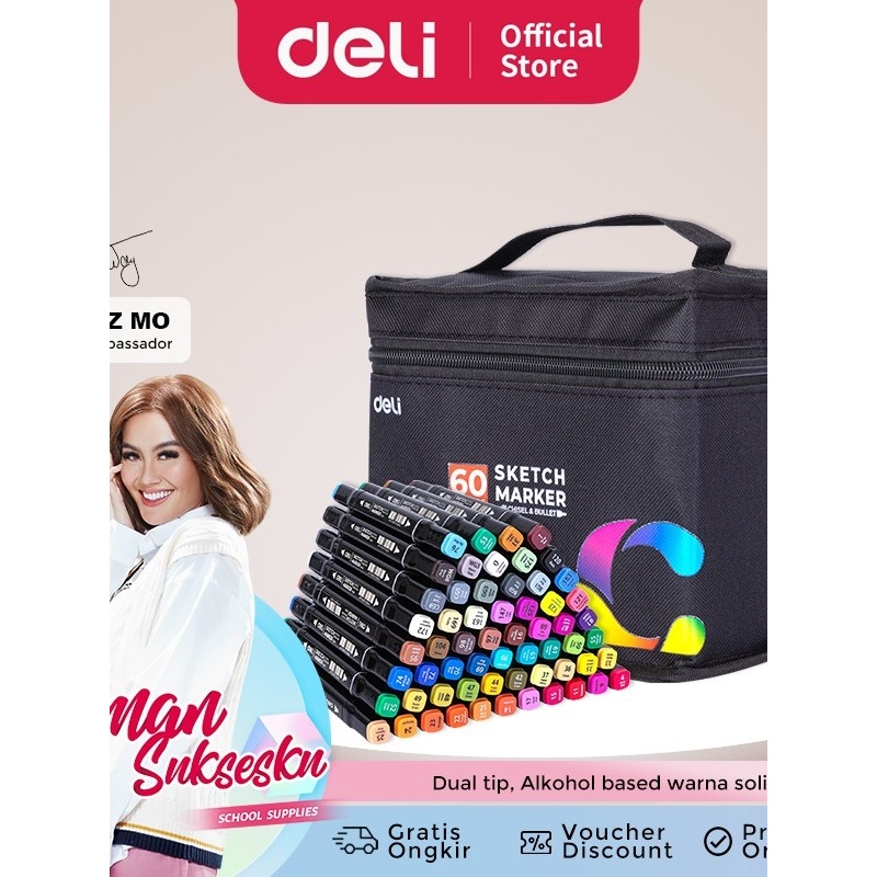 

Deli Sketch Marker / Spidol Mewarnai Dual Tip Cepat Kering 70806