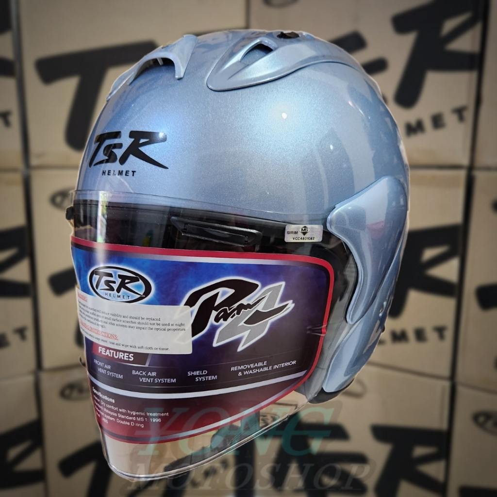 Helm TSR Ram 4 Sapphire Silver Original Half Face TSR Helmet Ram4