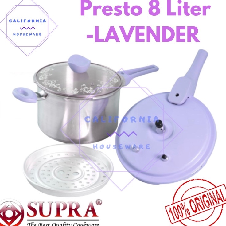 AoO Presto 8 Liter SUPRA  Panci Presto 8 Liter SUPRA  Tutup Kaca  V
