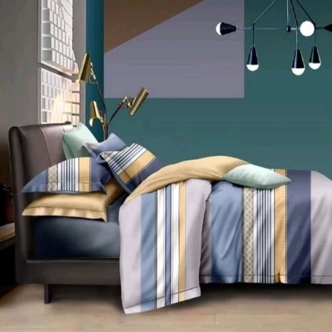 LIA SPREI SET KATUN JEPANG ASLI MOTIF GARIS-GARIS
