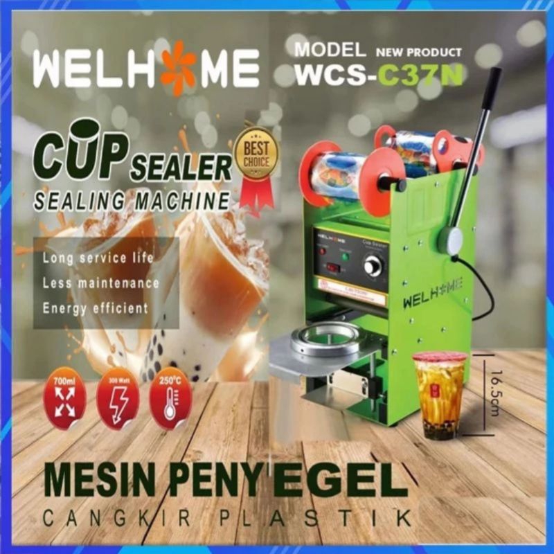 Second Welhome WCS-C37N Cup Sealer Mesin Press Plastik Gelas Ukuran sampai 22oz