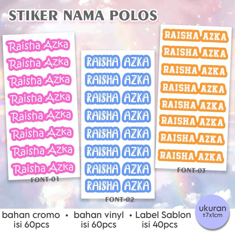 STIKER/LABEL NAMA POLOS
