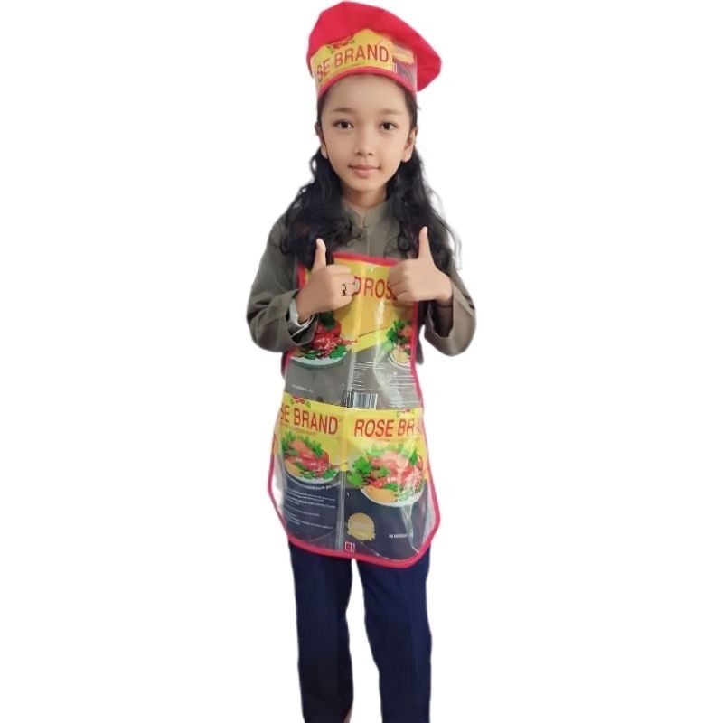 Celemek apron anak daur ulang/upcycle sampah plastik ramah lingkungan