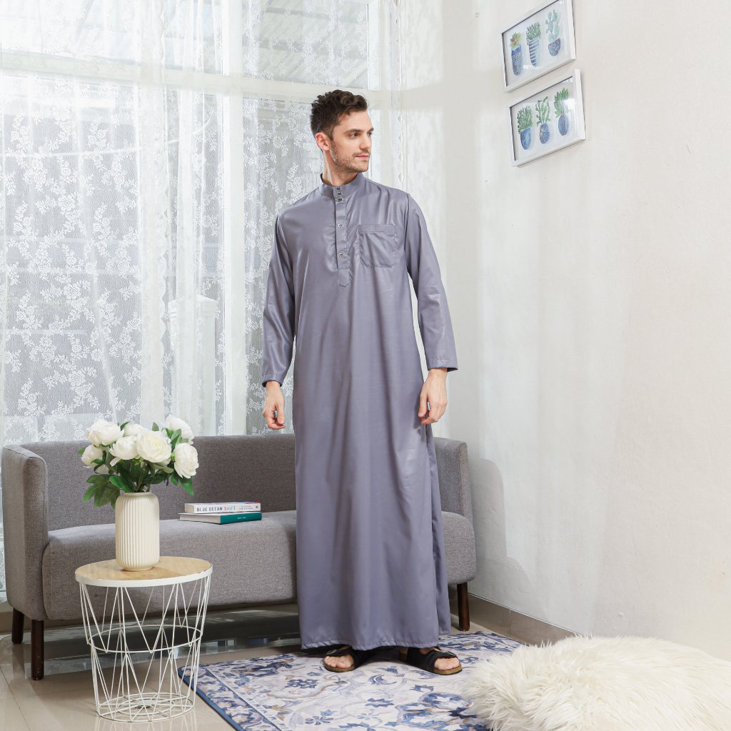 DISKON GAMIS JUBAH POLOS PRIA LENGAN PANJANG PAKAIAN MUSLIM LAKI-LAKI TERBARU JUBAH DUBAI ELEGANT