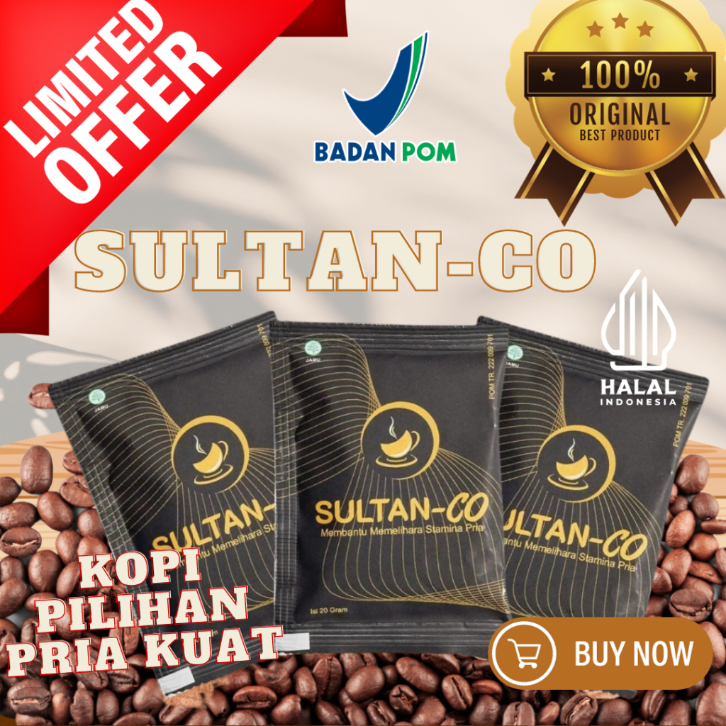 

Kopi Meningkatkan Stamina Pria Sultan-Co Coffee 1 Boks isi 5 Sachet