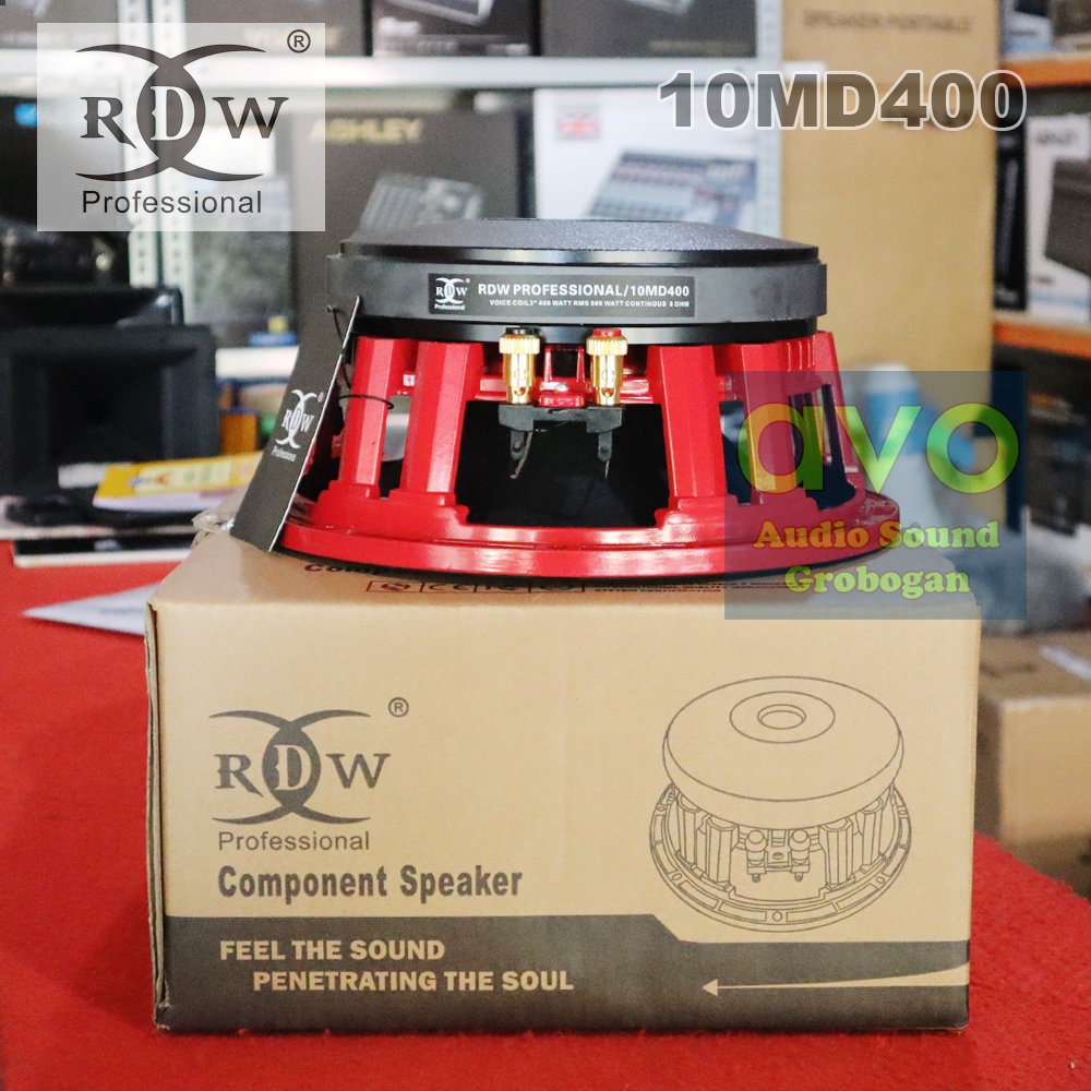 Speaker RDW 10MD400 Spiker Komponen 10 Inch Voice Coil 3 Inch Original Bonus Packing Kayu