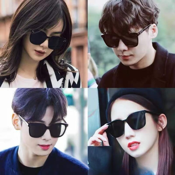 Billy - Sunglasses Kacamata Hitam Wanita Pria Fashion Korean Style Kotak Kekinian BW 3 Titik Putih