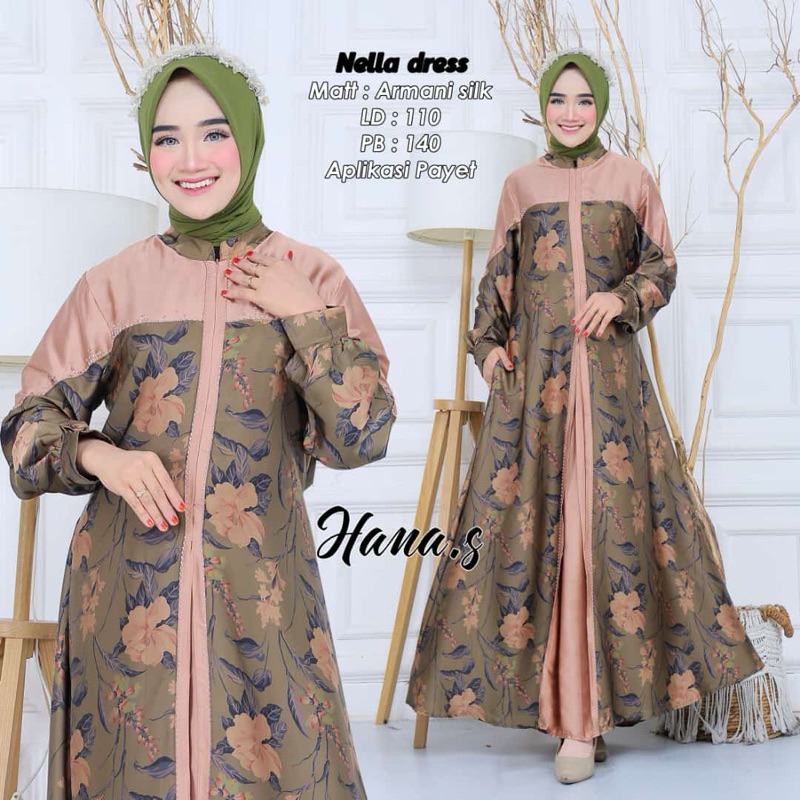 GAMIS ABAYA IMPOR PREMIUM NELA DRESS BY HANA FASHION