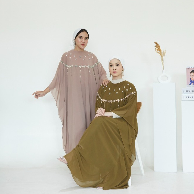 Belle Kaftan - Longdress Kaftan Bahan Ceruti - Kaftan Gamis Kondangan - Kaftan Gamis Kondangan