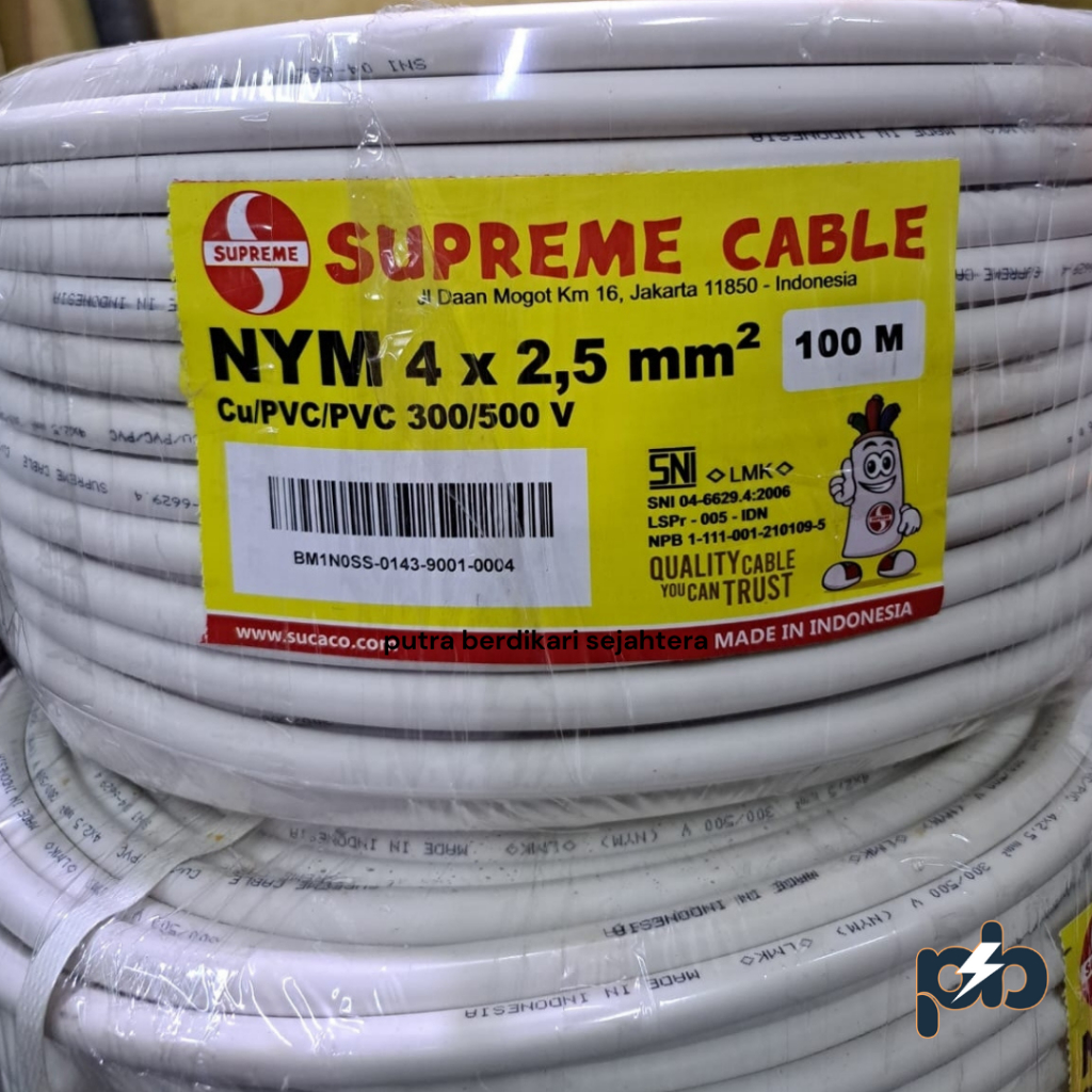 Kabel NYM 4 x 2.5 mm Merk Supreme 100 Meter / Kabel NYM 4 x 2.5mm Supreme (100 Meter)