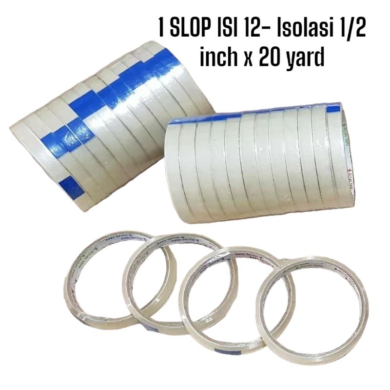 

1 SLOP ISI 12- Isolasi 1/2 inch x 20 yard/solatip/Lakban/opp 12mm verona (1slop isi 12pcs)