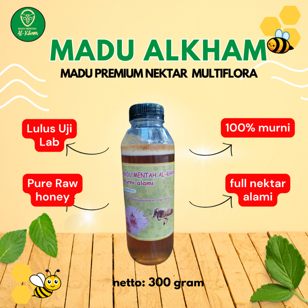 

Madu Premium Asli Murni 100% Mentah Raw Honey nektar Multiflora 300 gr by Alkham