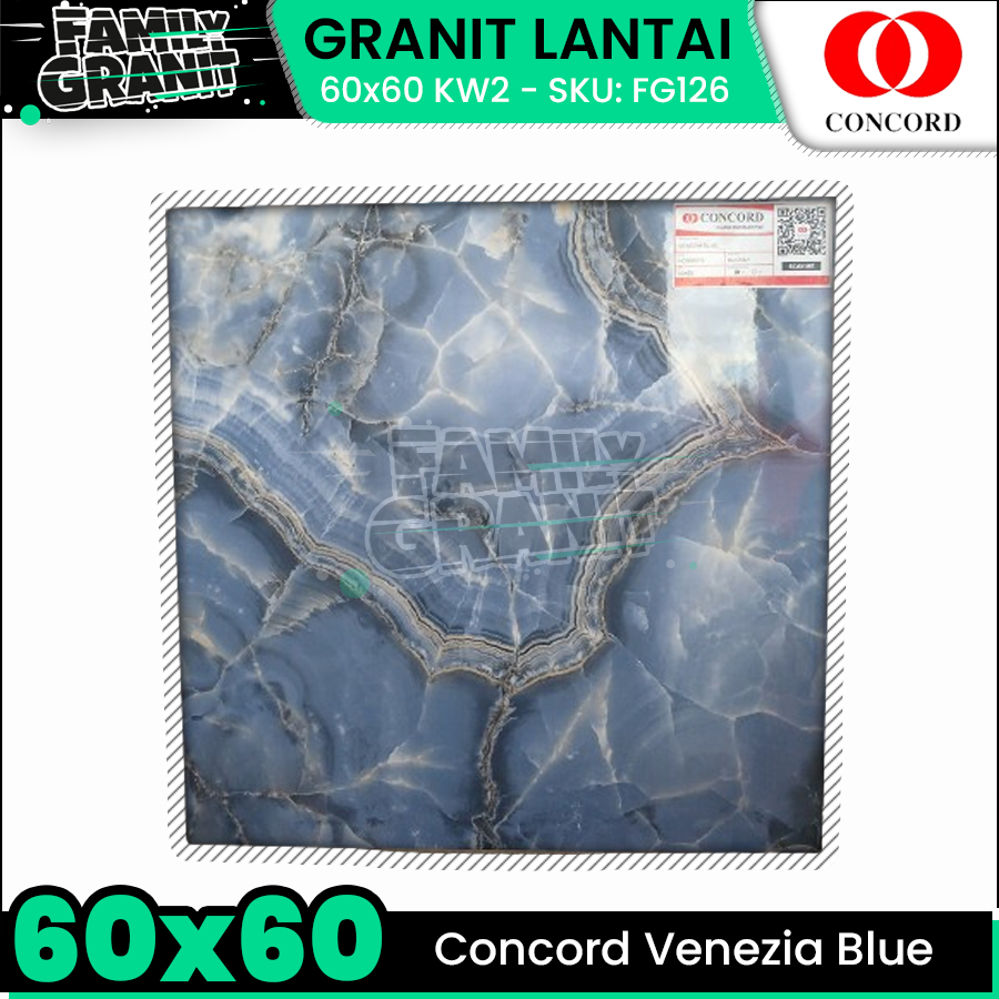 Granit Lantai 60x60 Concord Venezia Blue Motif Marmer Glossy