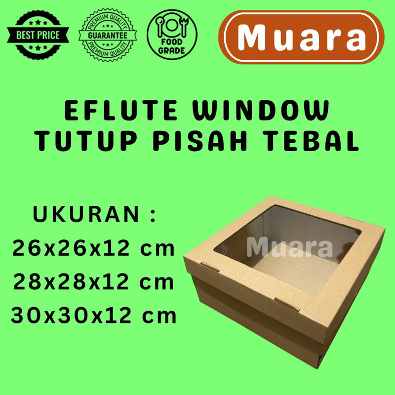 

Dos Eflute Window Tutup Pisah Tebal Tinggi 12Cm / Kotak Kardus Box Dus Karton Hampers Souvenir Tutup Pisah