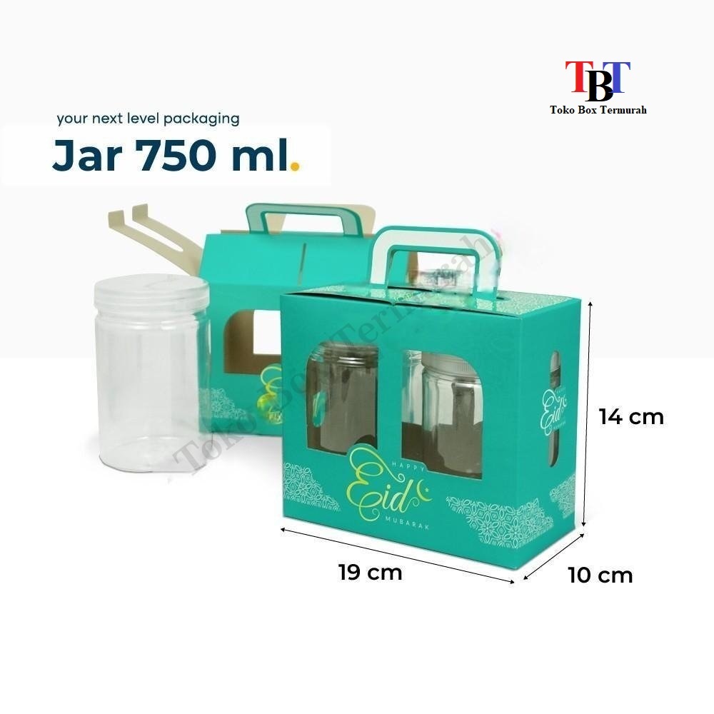 

Box 19x10x14 Jar Premium 750ml Isi 2 Toples Bulat/kuekering/Idulfitri/Mubarak
