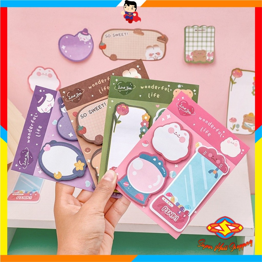 

SMS Sticky Notes Lucu 3 IN 1 Tempelan Kertas Catatan 60 Lembar Notes Kertas Tempel Karakter Bear Cat Rabbit Pembatas Buku Motif Hewan Imut Penanda Buku Memo Stick Stationery Memo Pad Convenience Cute 3 IN 1