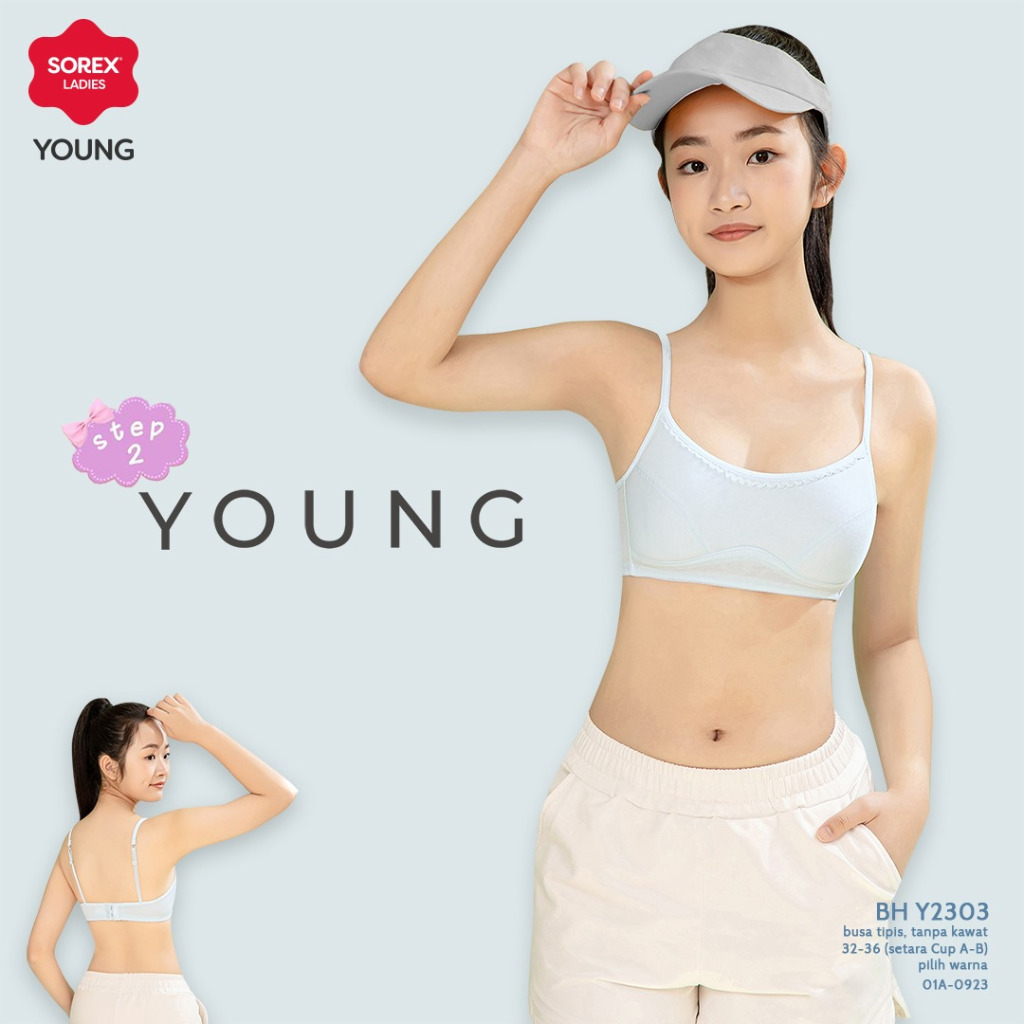 Sorex Young Bra Remaja Busa Tipis Tanpa Kawat Kait 2 Setara Cup B Step 2 Harian Aura BH Y 2303
