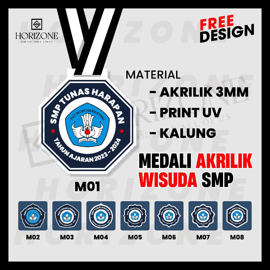 Medali Wisuda SMP Akrilik Print UV