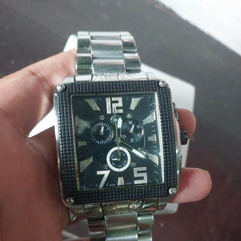Jam Tangan Kotak Cerruti 1881 swiss made big size Preloved second bekas