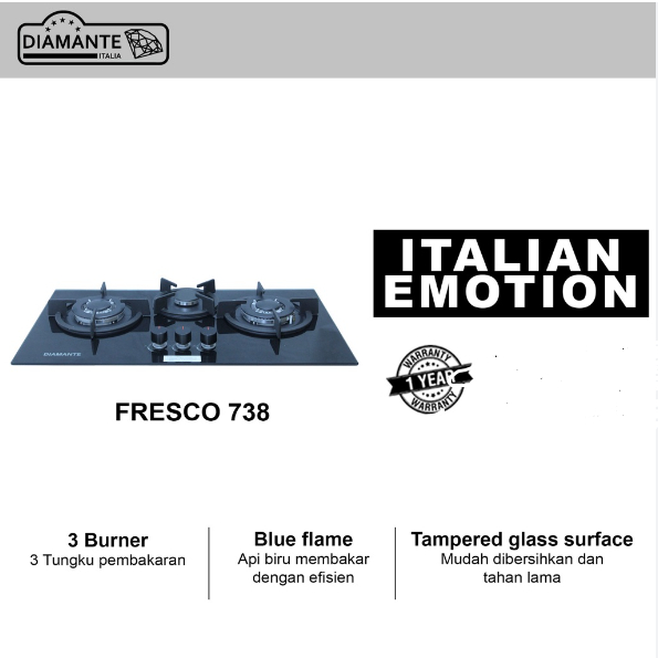 DIAMANTE Kompor Gas 2 Tungku Tanam - Built In Hob Fresco-738