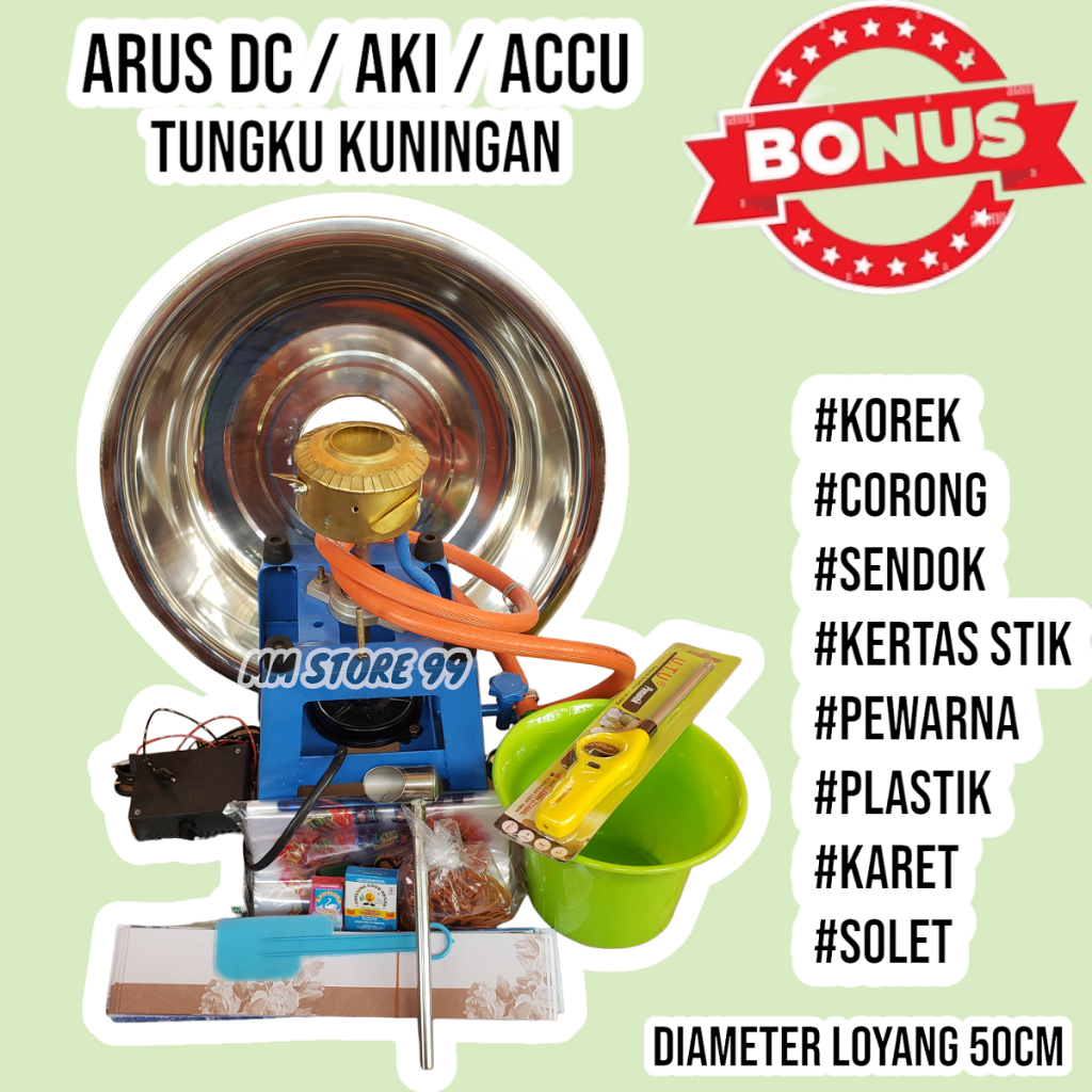 COD - Mesin Gulali DC (Pakai Aki) Tungku Twister Stainless Kuningan Tembaga / Mesin Harum Manis DC /