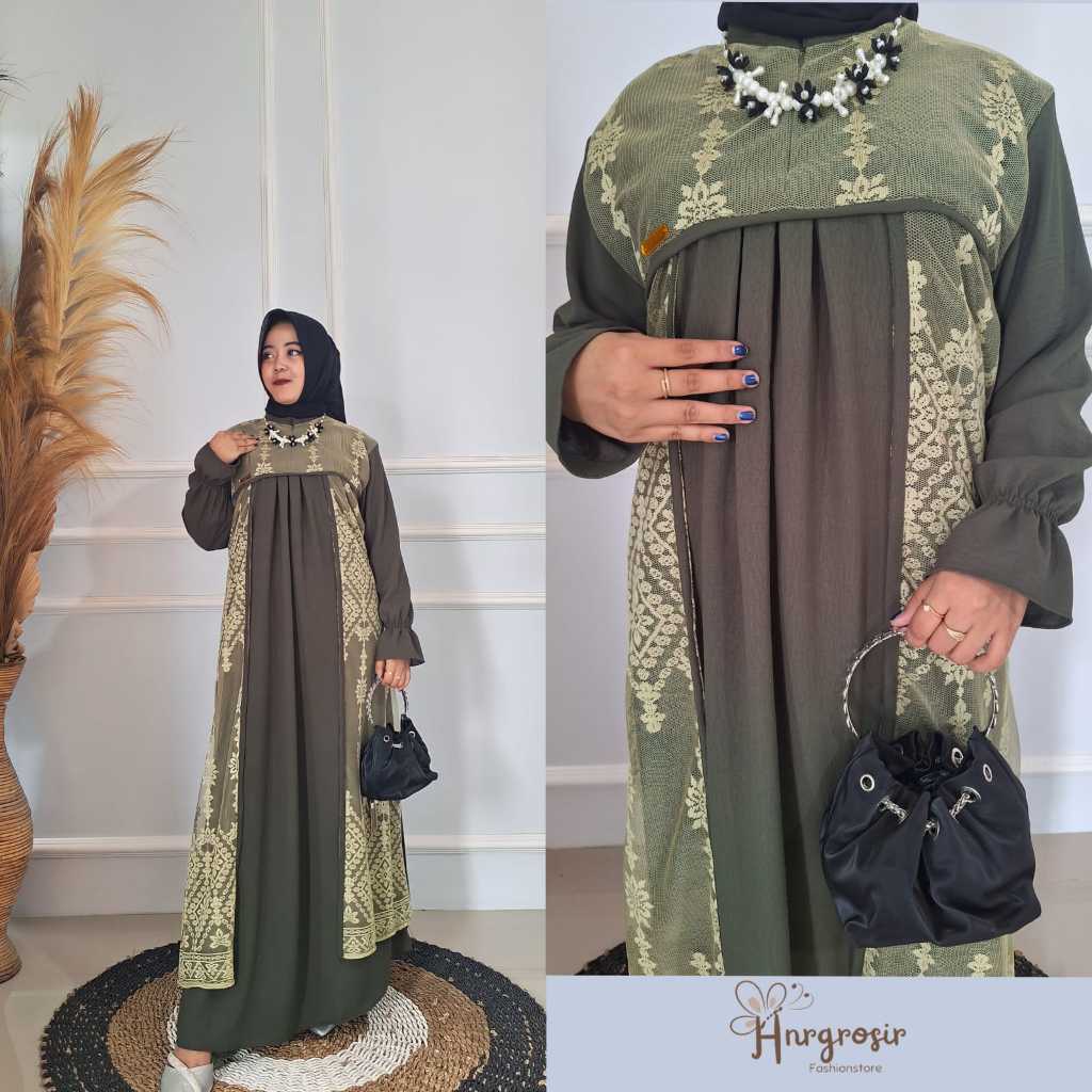 Gamis Dress Ainun Crinkle Mix Burkat