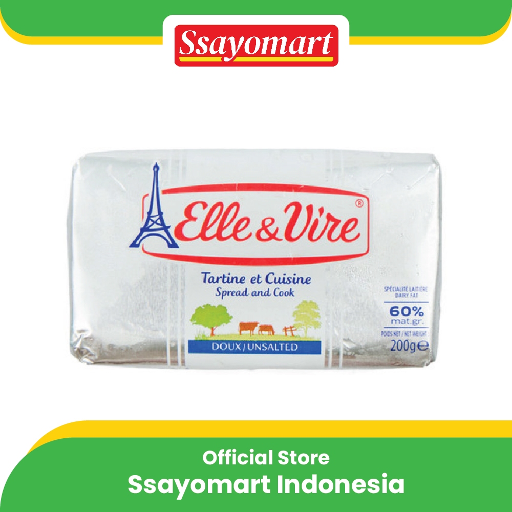

Unsalted butter 60% fat elle & vire ( mentega tawar ) 200g