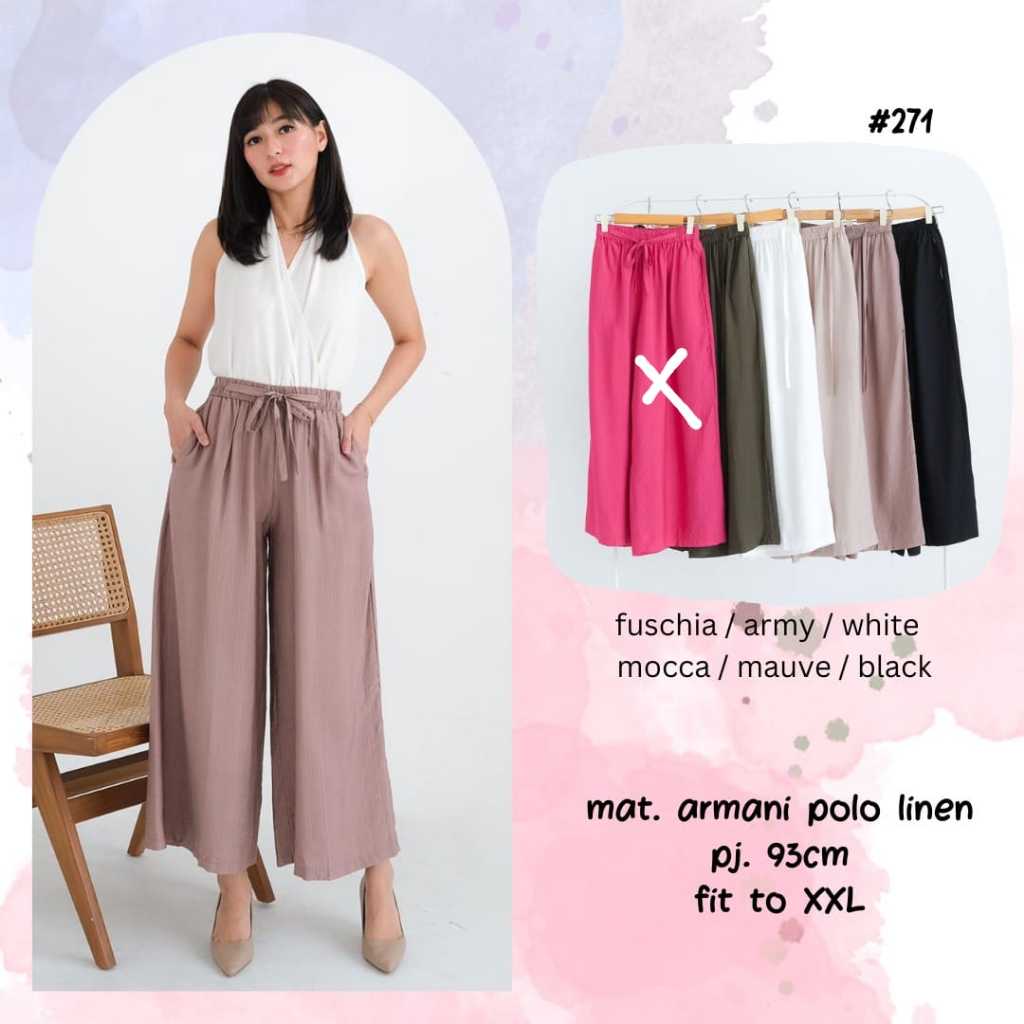 Celana Wanita Kulot Armani Polo Linen