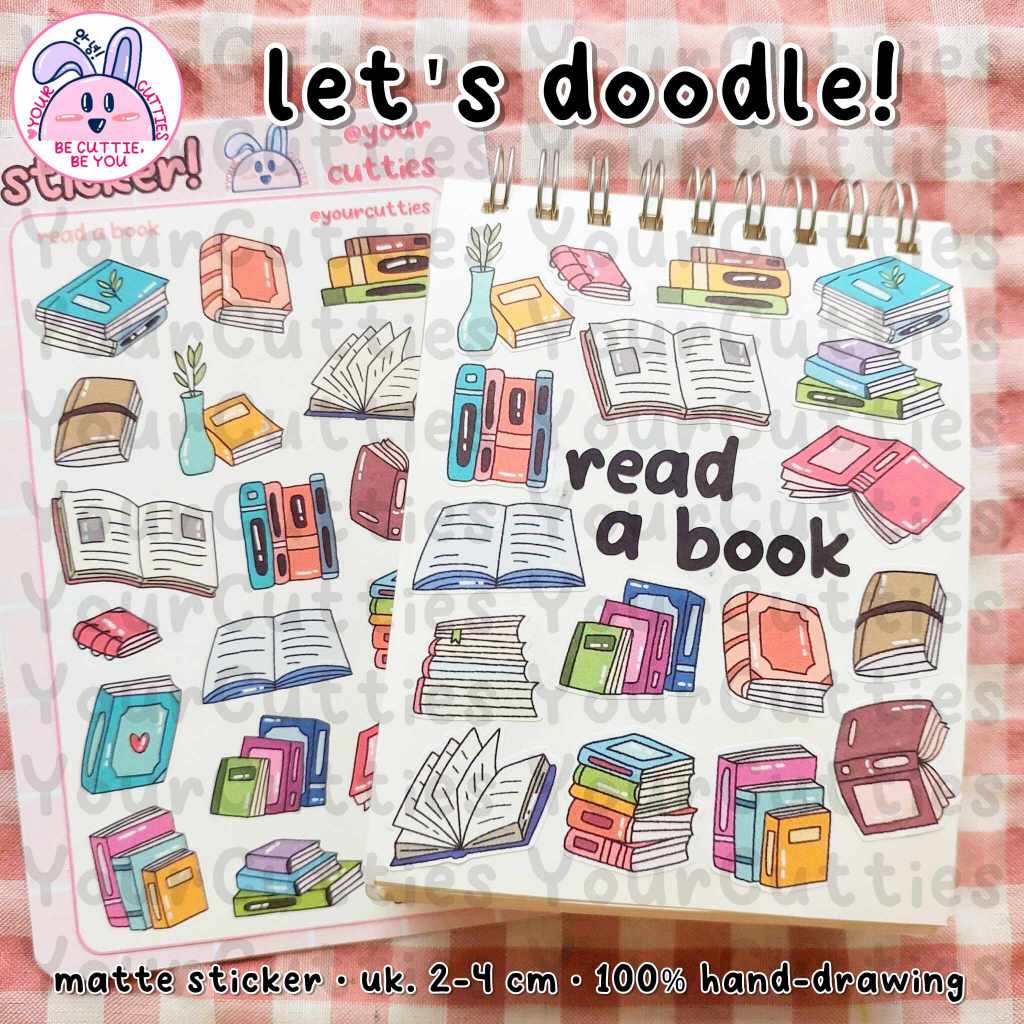 

[SHEET] STIKER BUKU BACA BUKU READ A BOOK DOODLE JURNAL BUJO PLANNER LUCU MURAH