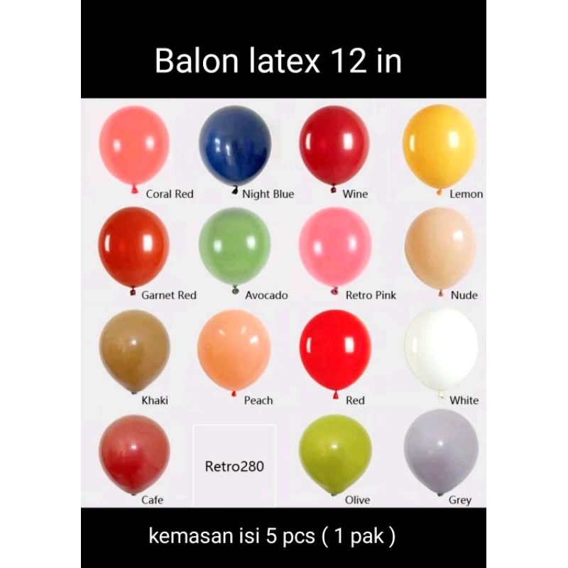 balon latex merah putih gold silver hitam