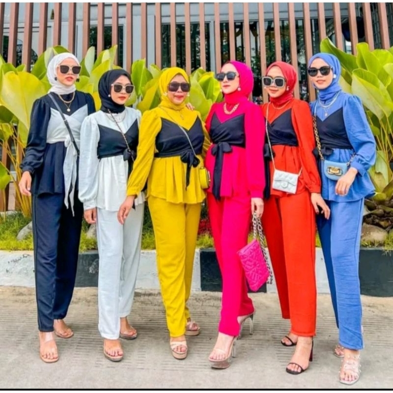 SETELAN LESTI VIRAL / LESTI SET / SETELAN WANITA ONESET CRINKLE