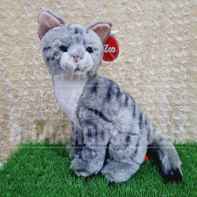 Boneka Kucing Abu Belang Boneka Sit Kucing Tabby Boneka Kucing Belang