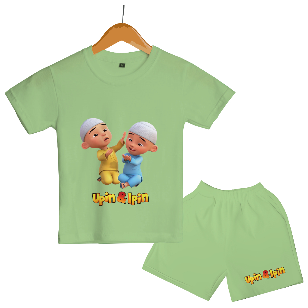 GG Setelan Anak Baju Lebaran Ramadhan Fashion Muslim Terbaru Motif Upin Ipin Doa