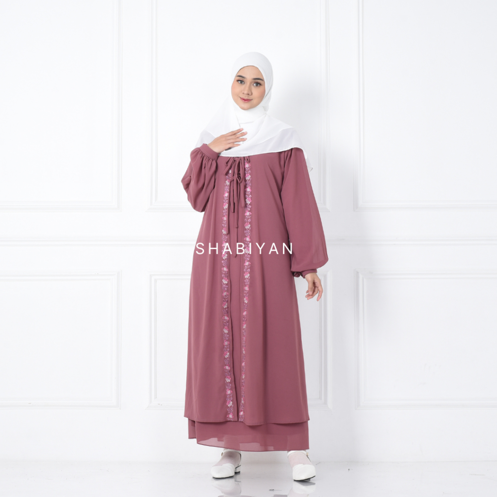 SHABIYAN Gamis Ceruty Bordir | Eira 509-Burgundy