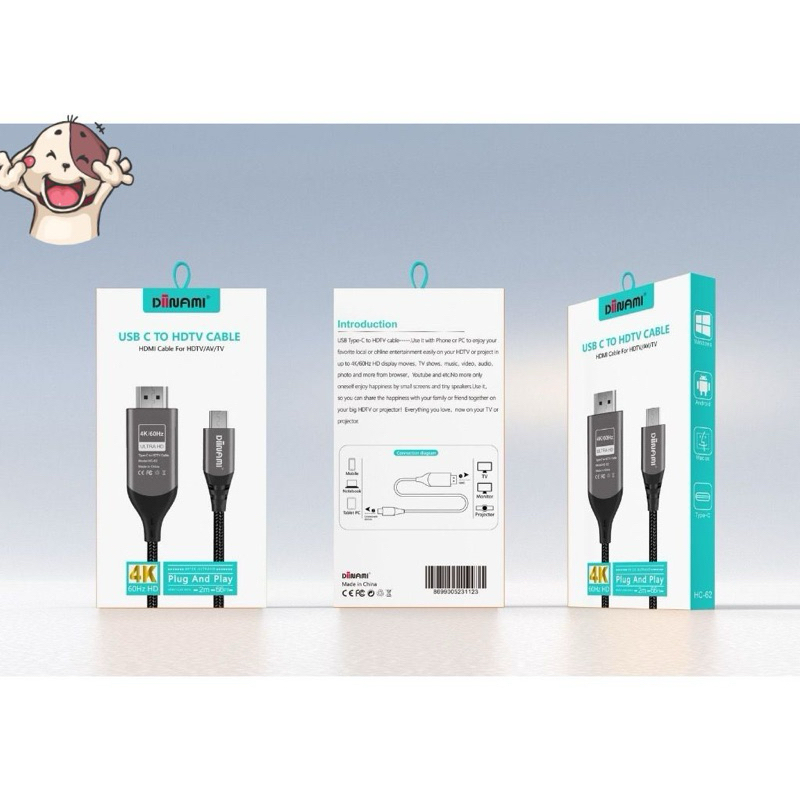 DIINAMI KABEL USB TYPE C TO HDMI TV HDTV CABLE ( HDMI CABLE FOR HDTV/AV/TV) 4K/60HZ ULTRA HD 2METER 