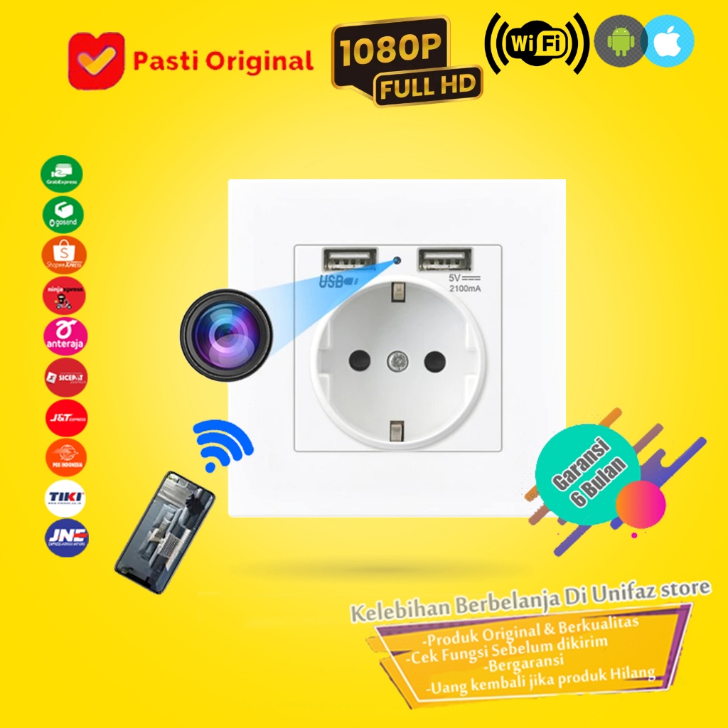 Spy camera / Spycam Wifi / Kamera Tersembunyi / Kamera Pengintai / CCTV Wifi /Colokan listrik kamera