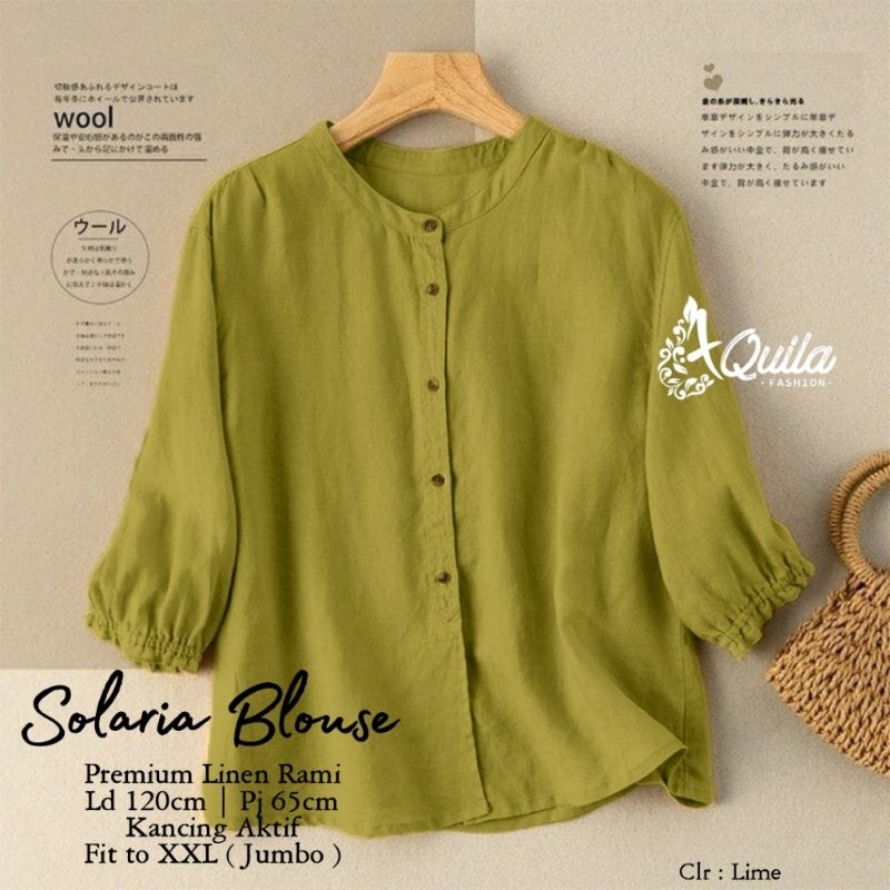 Solaria Blouse Atasan Polos Premium Linen Ld 120 Kasual Korean style by Aquila