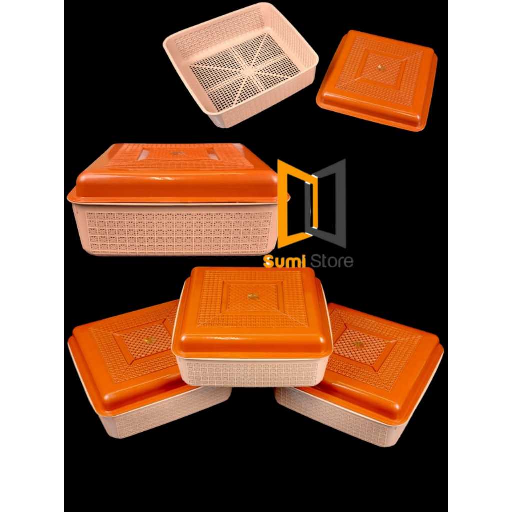( 6 PCS ) WAKUL SEGI /TENONG SEGI MOCCA/WAKUL TUTUP ANYAM COKLAT SERBAGUNA PLASTIK /KOTAK SERBAGUNA