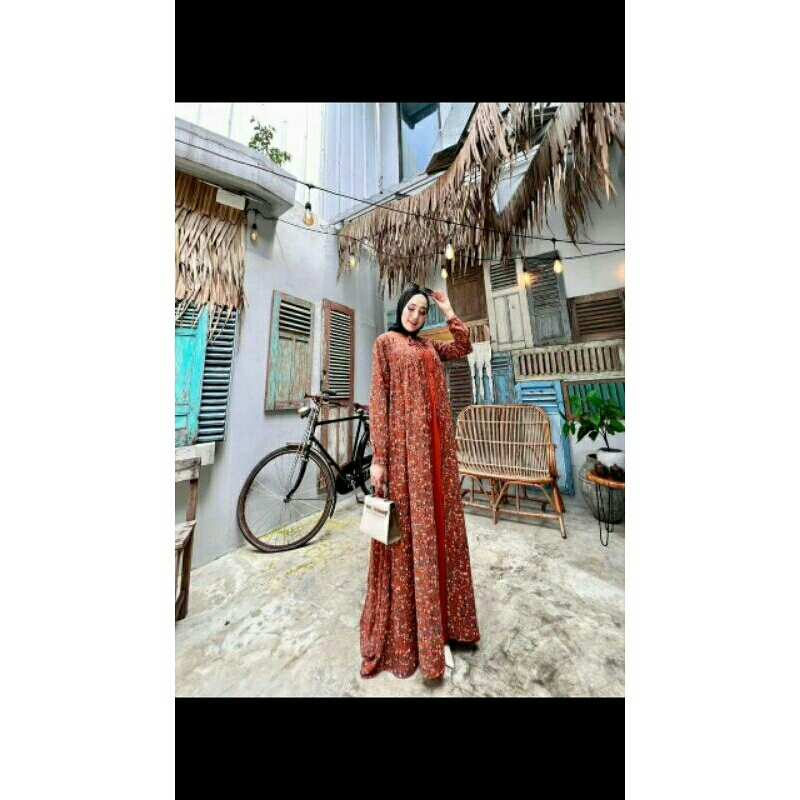 gamis ceruty  set cardigan