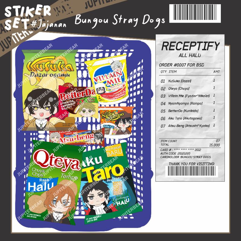 

[BSD] Stiker Warunk Lokal Meme Bungou Stray Dogs art by.jupiterbear