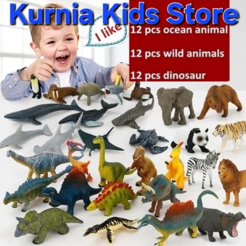 Mainan Figure Hewan Karet Animal Wild Satu Set