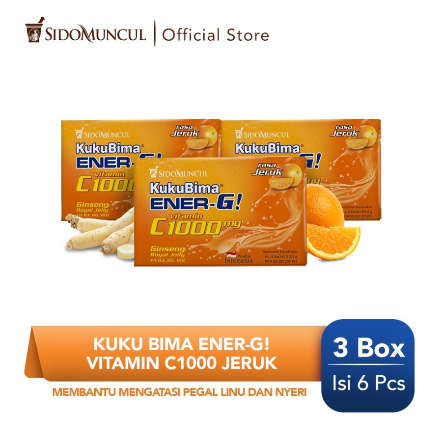 

Kuku Bima Ener-G Vit C1000 Jeruk 3x6's - Minuman Berenergi Vitamin