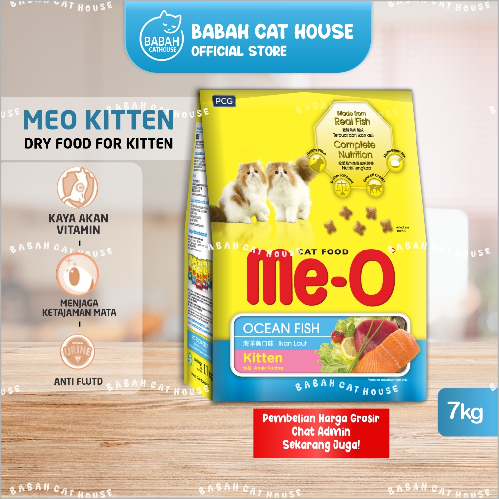 7KG MEO KITTEN OCEAN FISH Cat Dry Food Makanan Anak Kucing Kering Usia 1 2 3 Bulan Bayi Baby Murah u