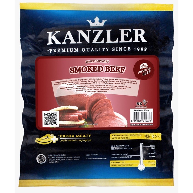 

Kanzler smoked beef 250 gram / daging sapi asap frozen